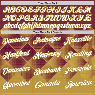 Custom Burgundy White-Old Gold 3D Gradient Square Shape Performance Polo Shirt