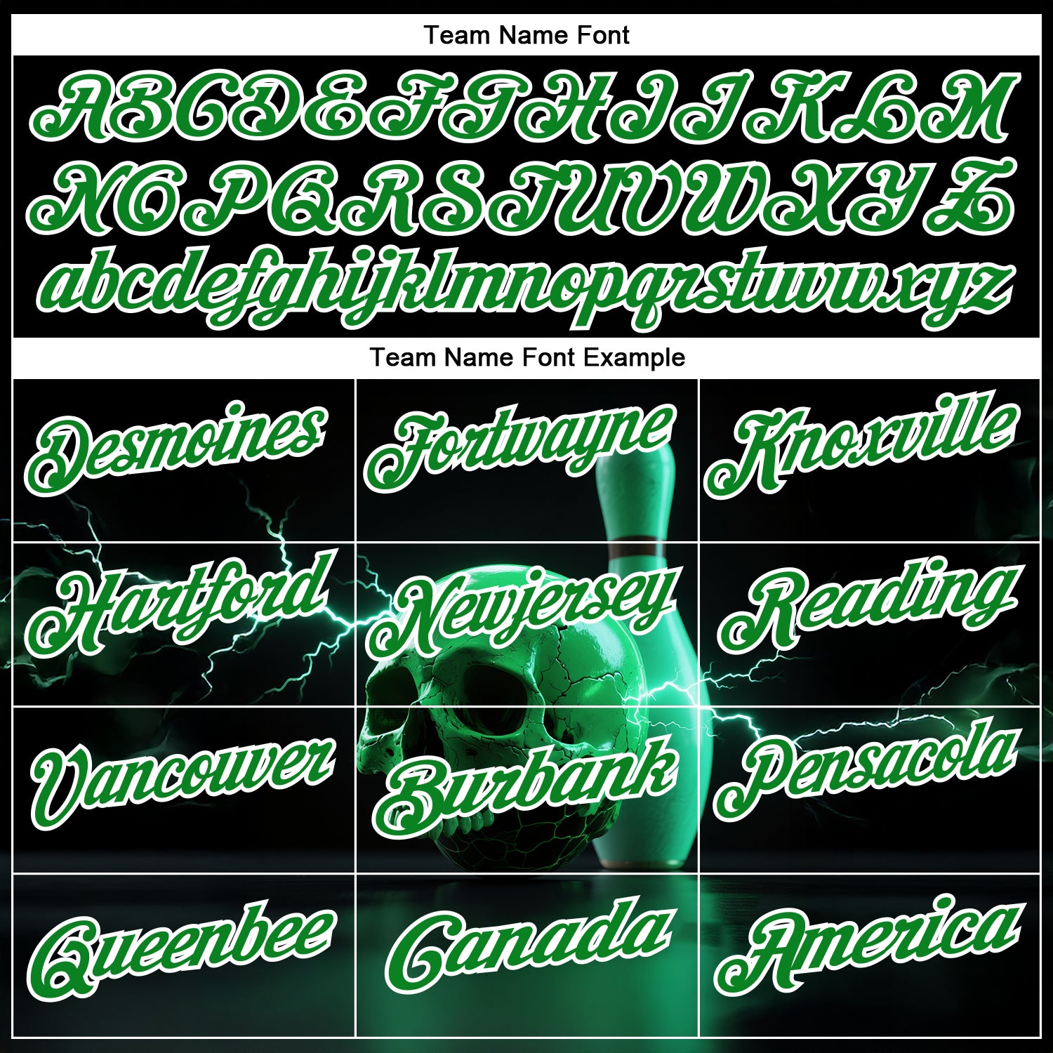 Custom Black Grass Green-White 3D Lightning Skull Bowling Performance Polo Shirt