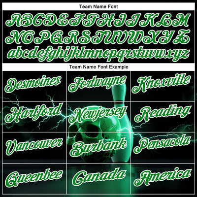 Custom Black Grass Green-White 3D Lightning Skull Bowling Performance Polo Shirt