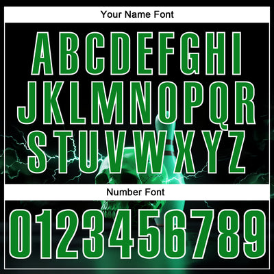 Custom Black Grass Green-White 3D Lightning Skull Bowling Performance Polo Shirt