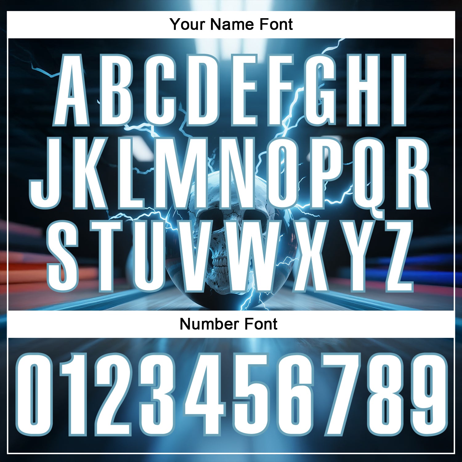 Custom Shadow Blue White 3D Lightning Skull Bowling Performance Polo Shirt