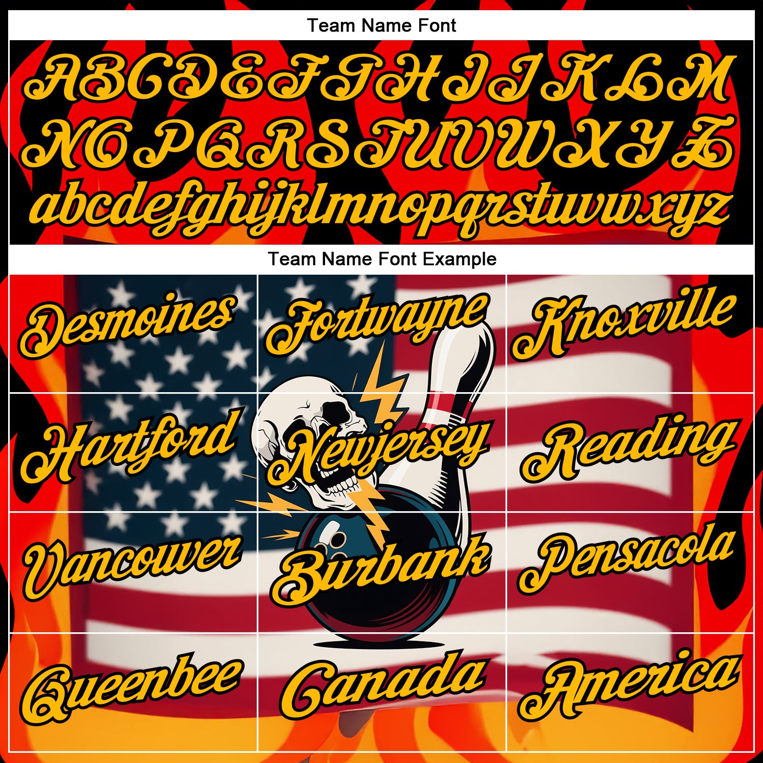 Custom Red Gold-Black 3D American Flag Skull Bowling Performance Polo Shirt