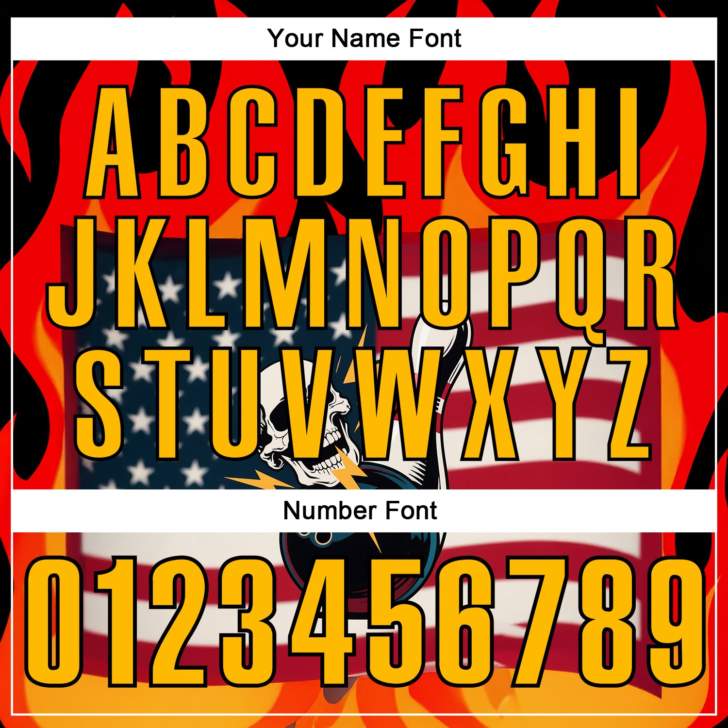 Custom Red Gold-Black 3D American Flag Skull Bowling Performance Polo Shirt