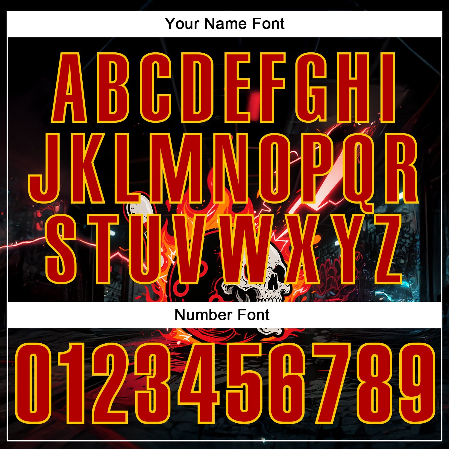 Custom Black Red-Yellow 3D Flame Skull Bowling Performance Polo Shirt