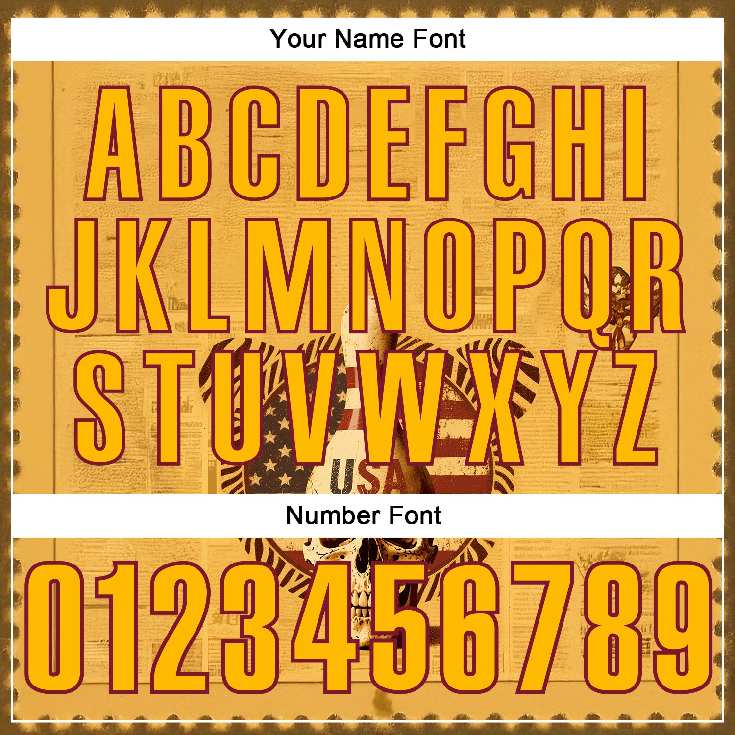 Custom Yellow Gold-Crimson 3D Retro American Flag Skull Bowling Performance Polo Shirt