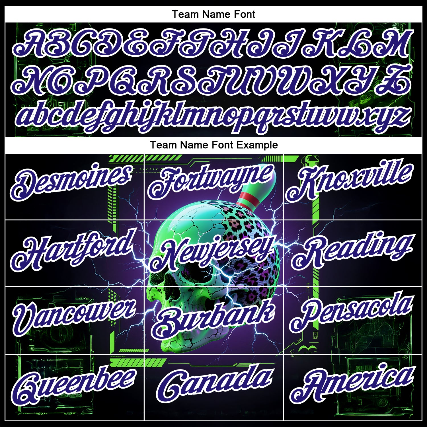 Custom Black Dark Purple-White 3D Lightning Leopard Print Skull Bowling Performance Polo Shirt