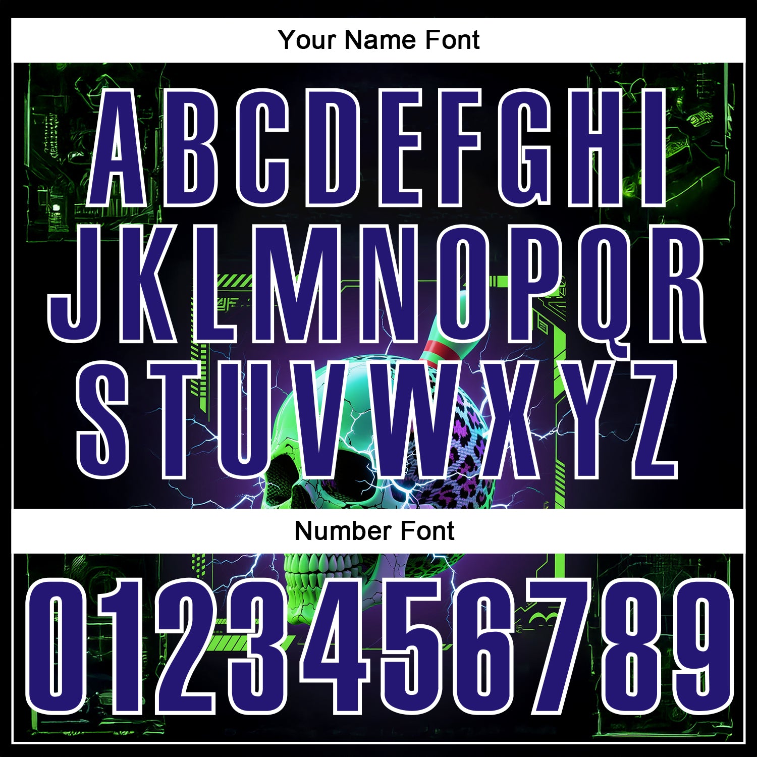 Custom Black Dark Purple-White 3D Lightning Leopard Print Skull Bowling Performance Polo Shirt