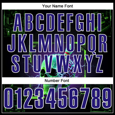 Custom Black Dark Purple-White 3D Lightning Leopard Print Skull Bowling Performance Polo Shirt