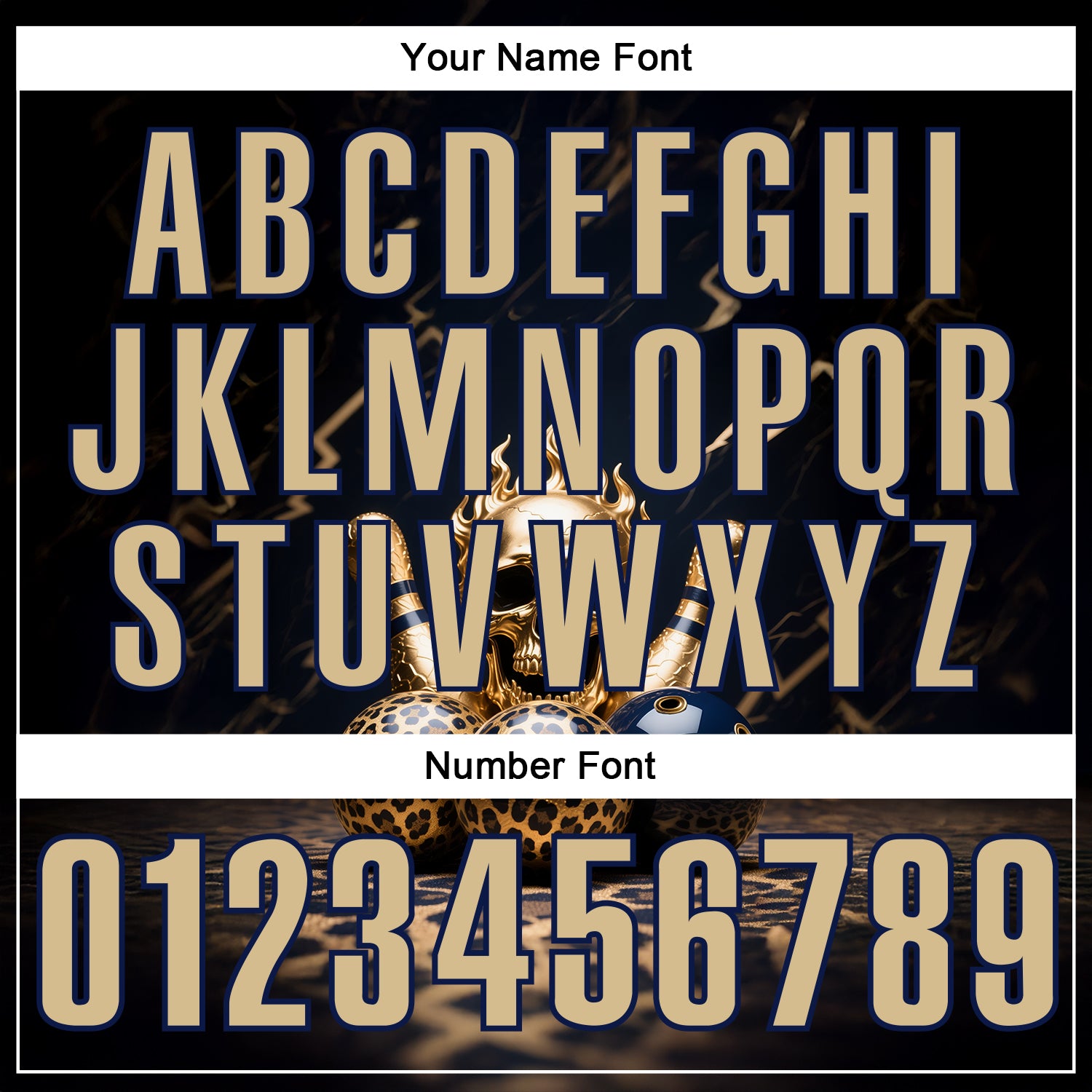 Custom Black Vegas Gold-Navy 3D Leopard Print Metal Skull Bowling Performance Polo Shirt