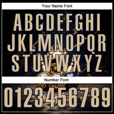 Custom Black Vegas Gold-Navy 3D Leopard Print Metal Skull Bowling Performance Polo Shirt