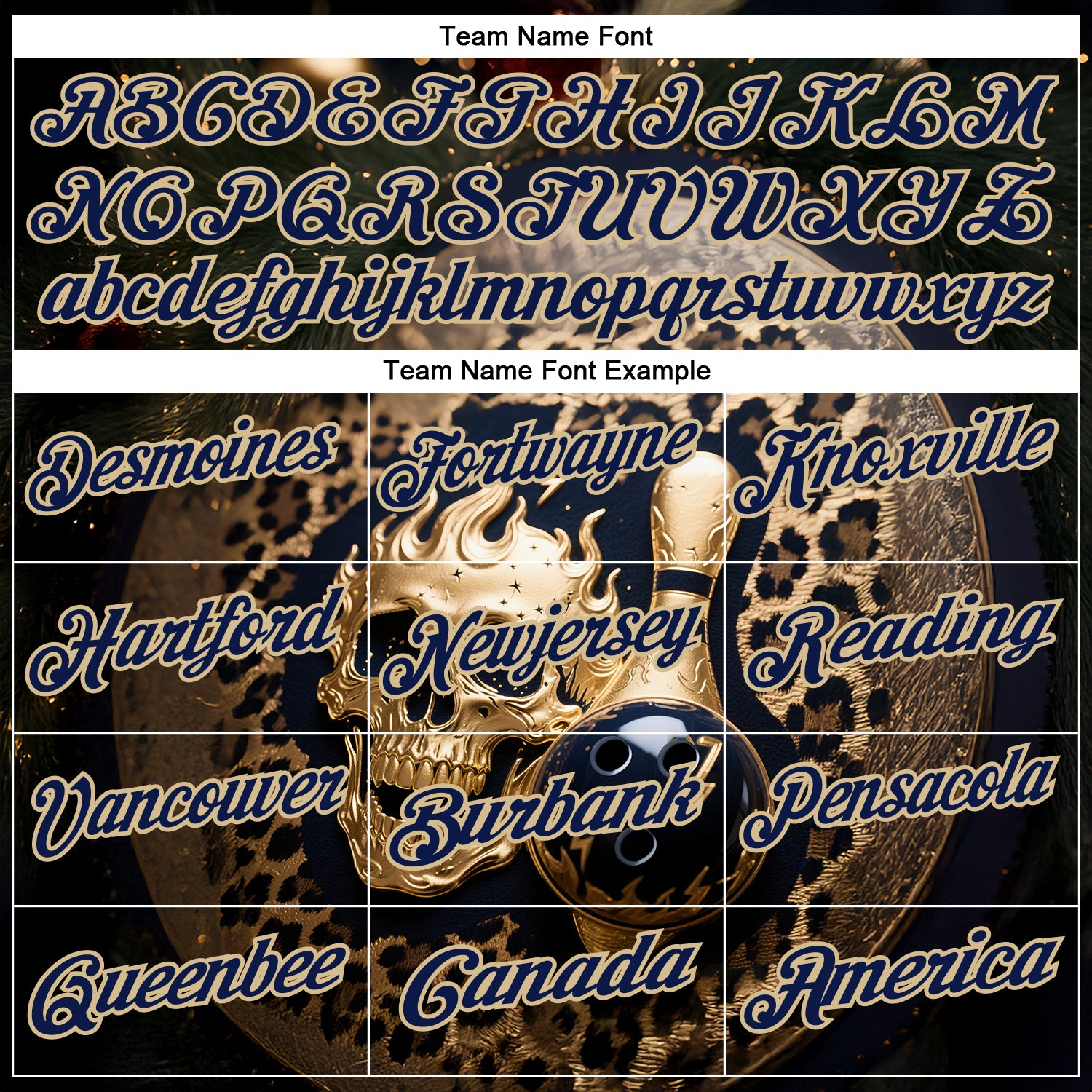 Custom Navy Vegas Gold 3D Leopard Print Metal Skull Bowling Performance Polo Shirt