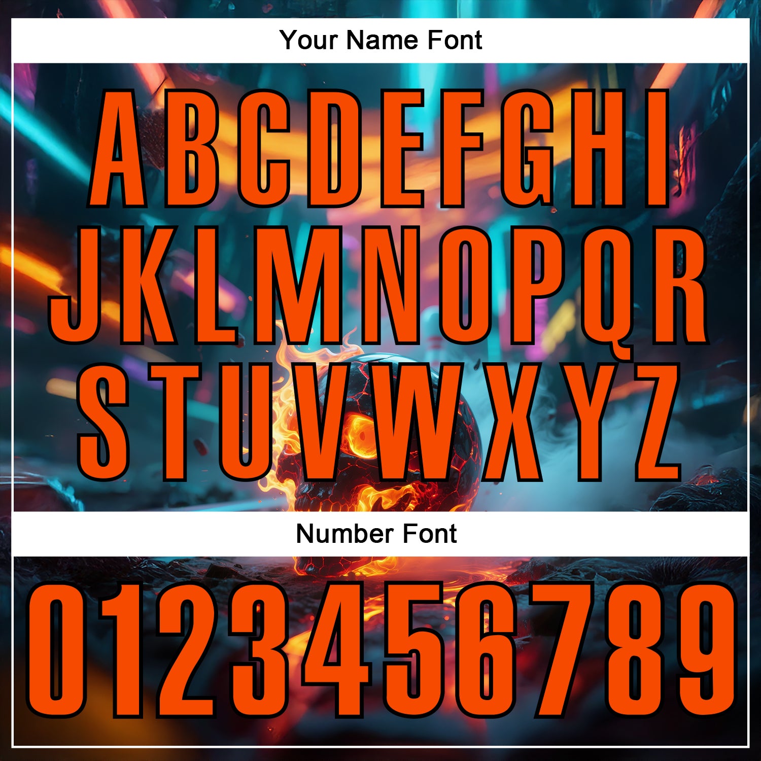 Custom Aqua Orange-Black 3D Flame Skull Bowling Performance Polo Shirt