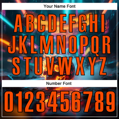 Custom Aqua Orange-Black 3D Flame Skull Bowling Performance Polo Shirt