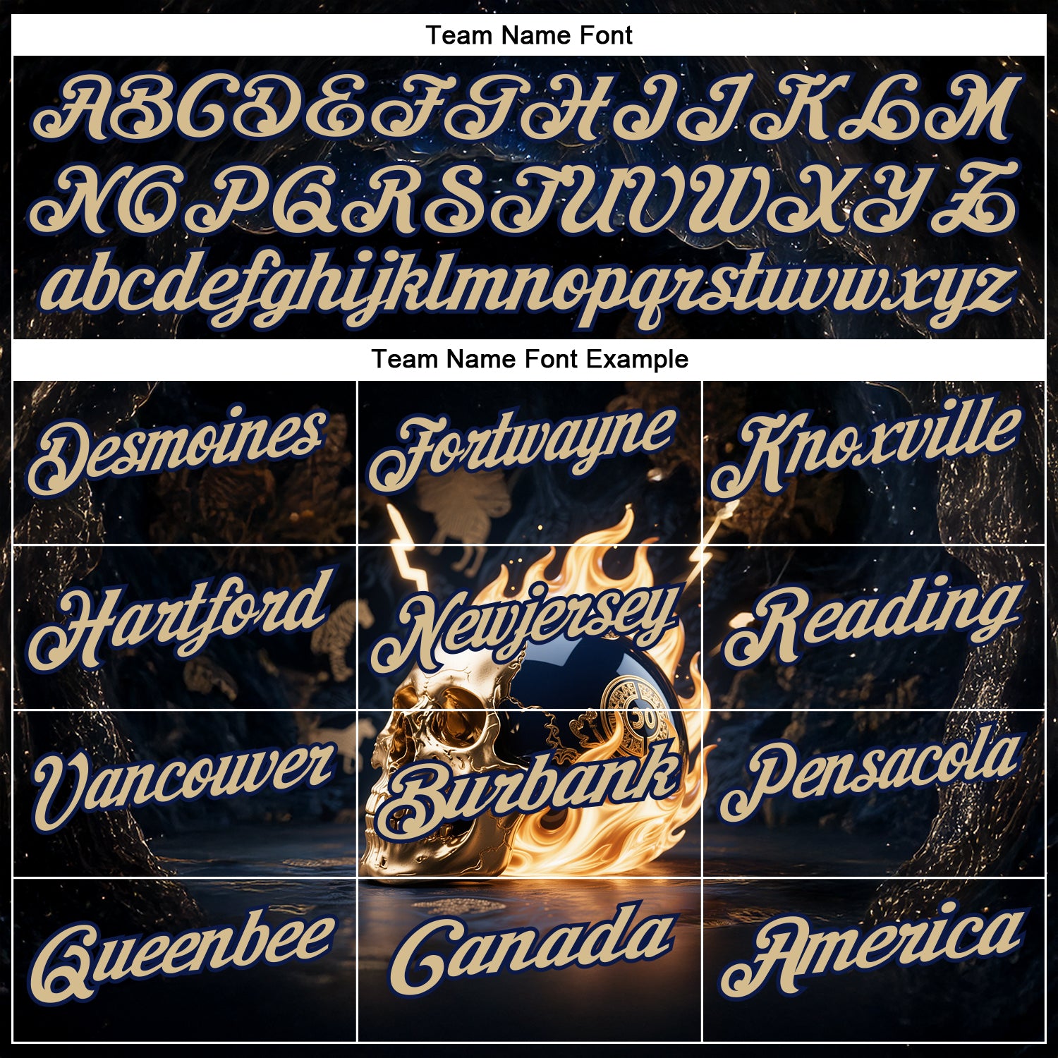 Custom Navy Vegas Gold 3D Flame Skull Bowling Performance Polo Shirt