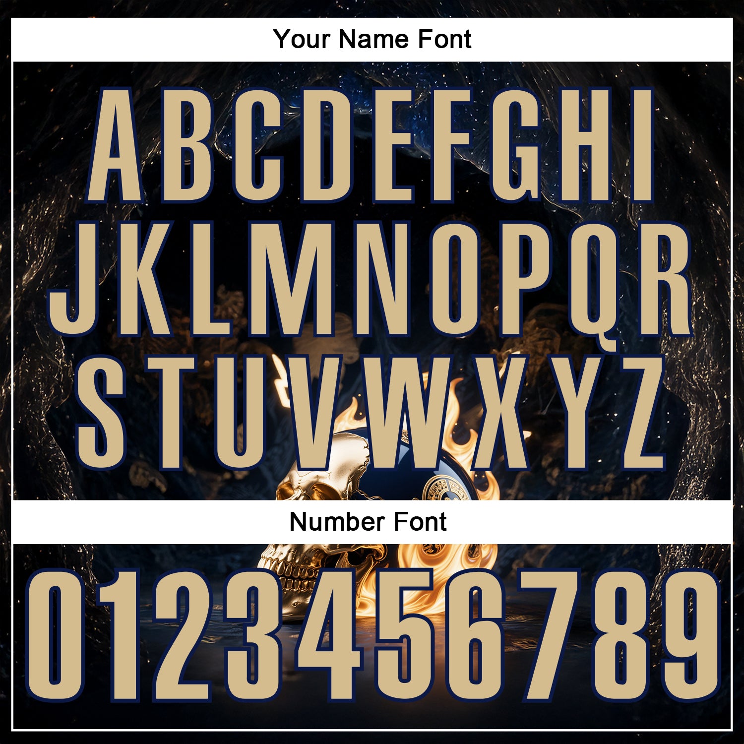 Custom Navy Vegas Gold 3D Flame Skull Bowling Performance Polo Shirt