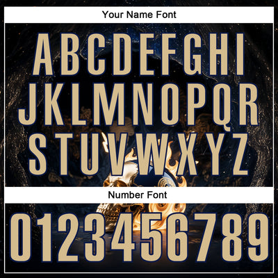 Custom Navy Vegas Gold 3D Flame Skull Bowling Performance Polo Shirt