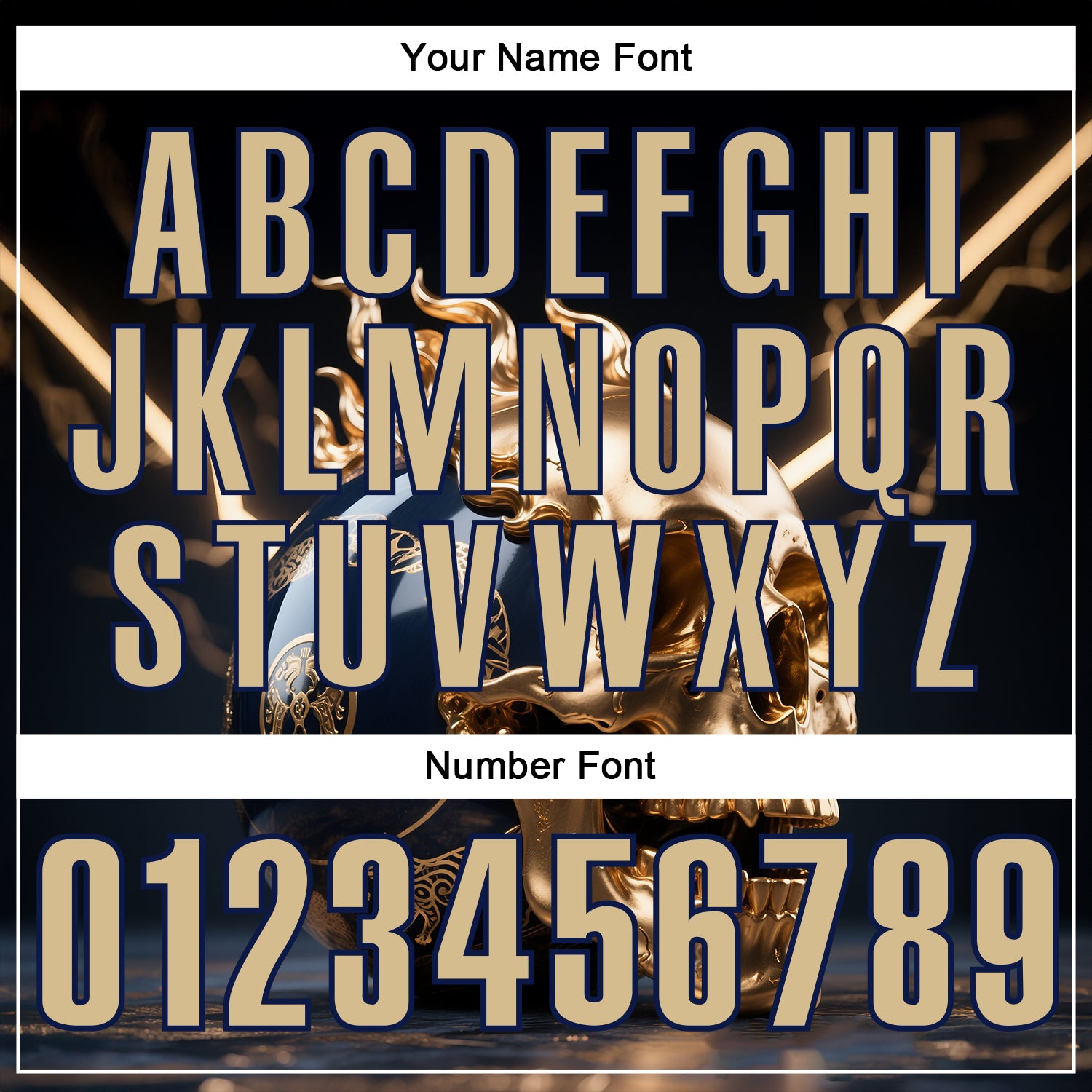 Custom Navy Vegas Gold 3D Metal Skull Bowling Performance Polo Shirt