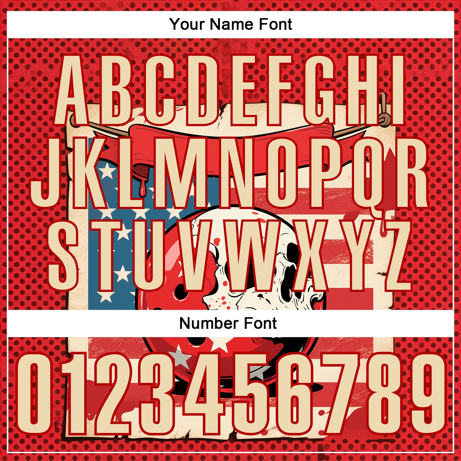 Custom Red Cream 3D Retro American Flag Skull Bowling Performance Polo Shirt