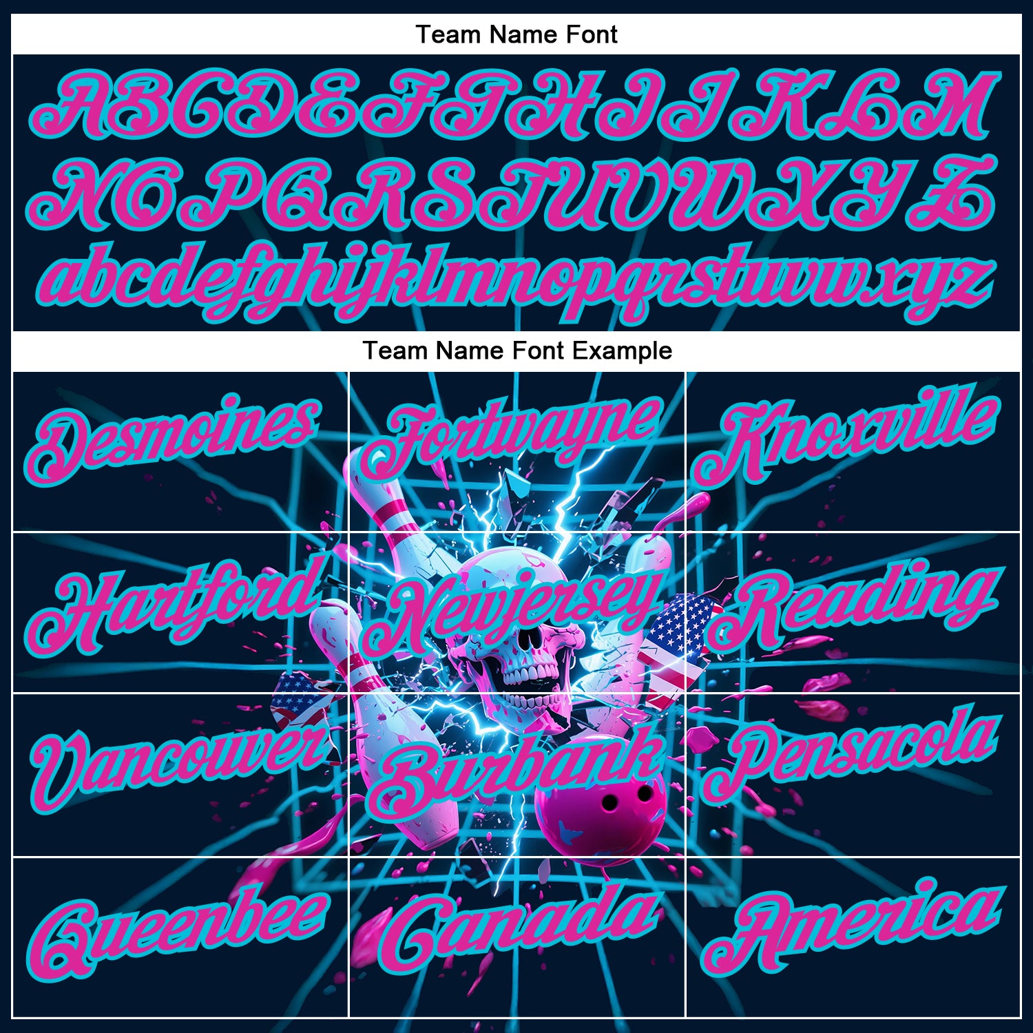 Custom Navy Deep Pink-Lakes Blue 3D American Flag Splash Lightning Skull Bowling Performance Polo Shirt