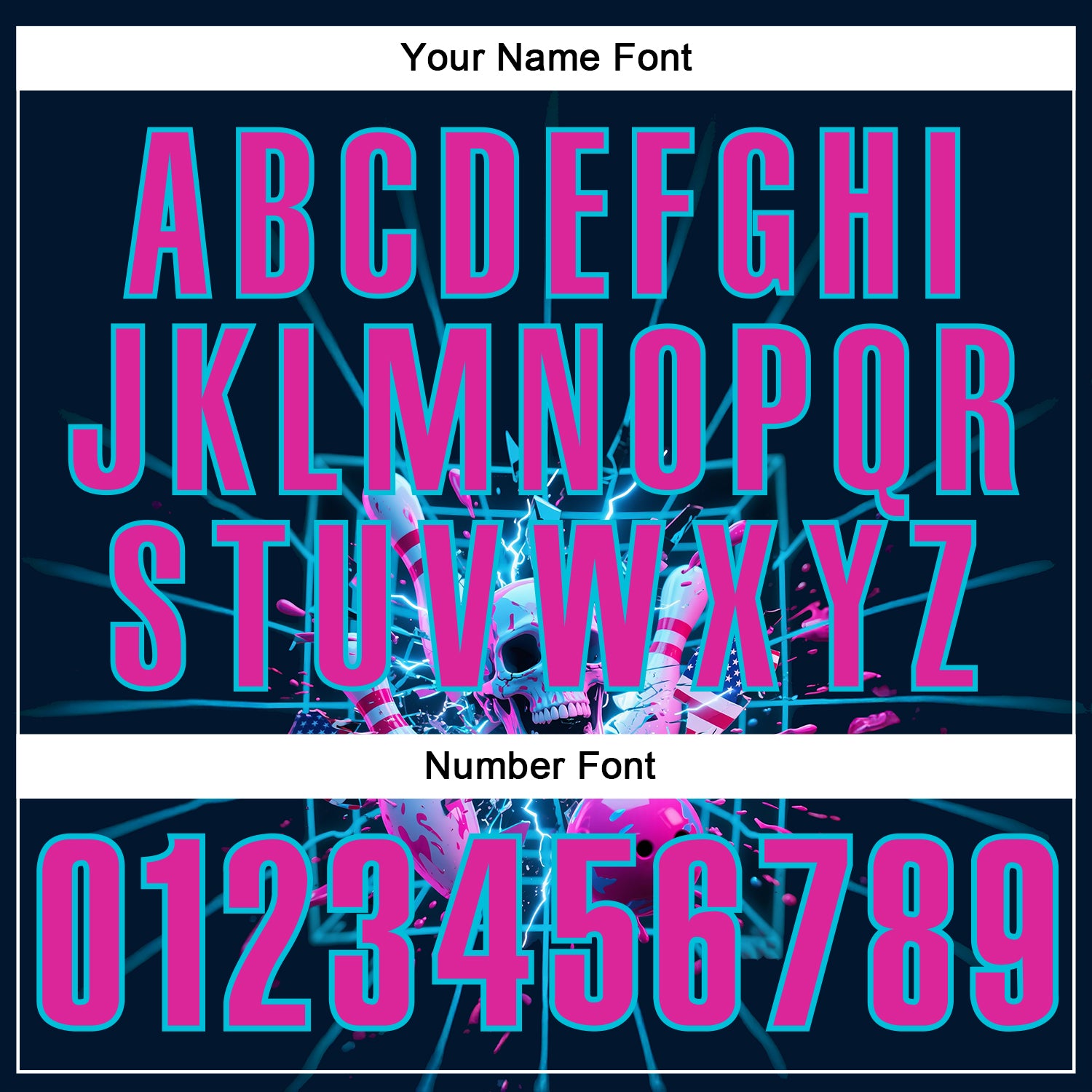 Custom Navy Deep Pink-Lakes Blue 3D American Flag Splash Lightning Skull Bowling Performance Polo Shirt