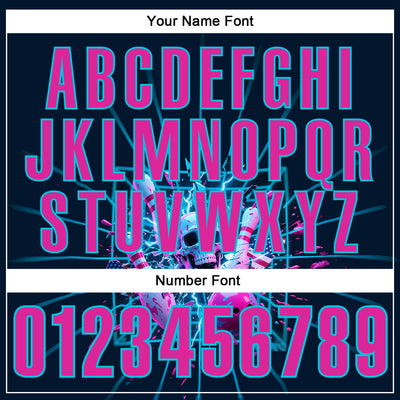 Custom Navy Deep Pink-Lakes Blue 3D American Flag Splash Lightning Skull Bowling Performance Polo Shirt