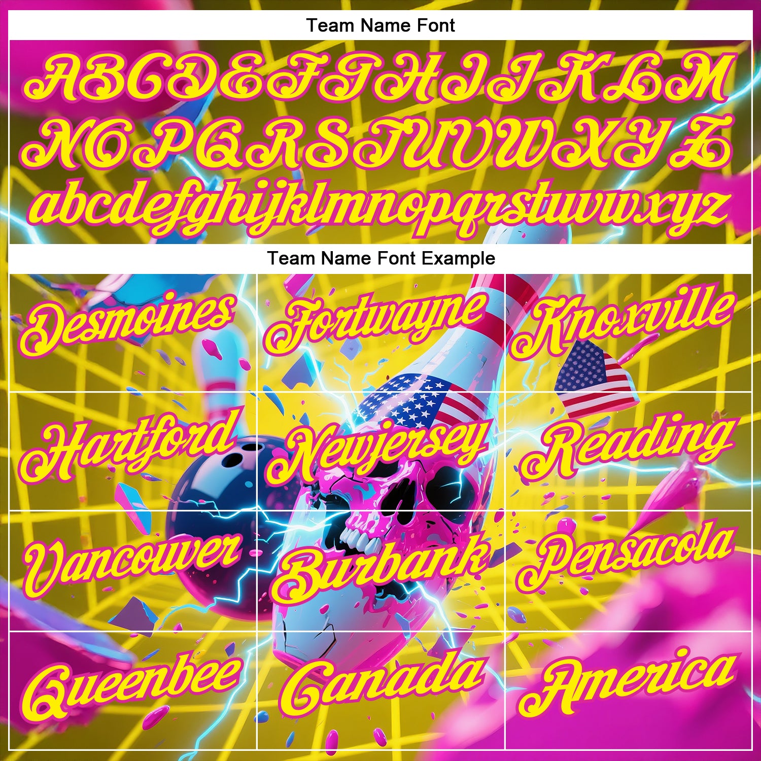 Custom Gold Light Yellow-Deep Pink 3D American Flag Splash Lightning Skull Bowling Performance Polo Shirt