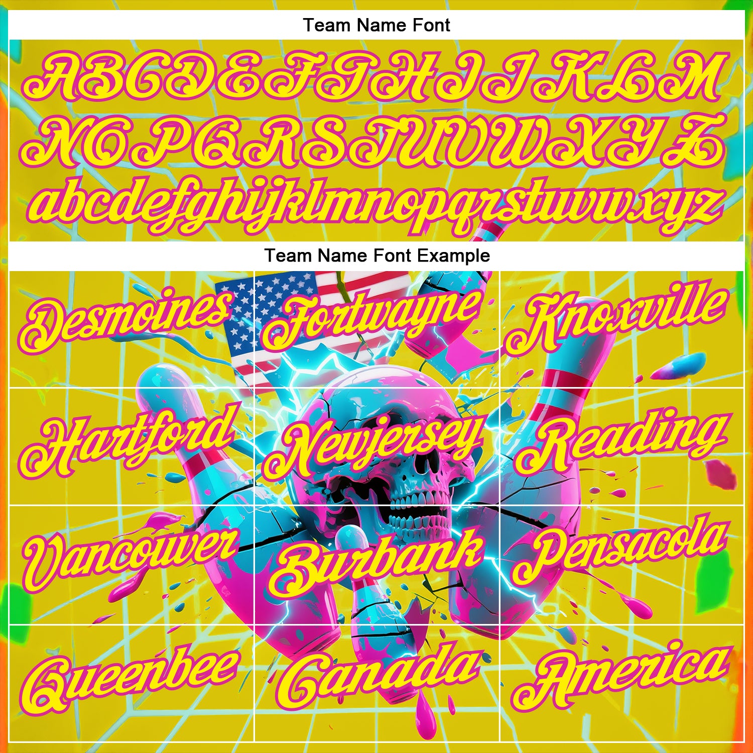 Custom Gold Light Yellow-Deep Pink 3D American Flag Splash Lightning Skull Bowling Performance Polo Shirt