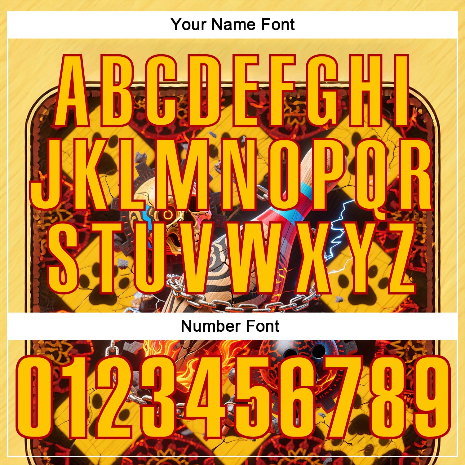 Custom Gold Yellow-Red 3D Flame Skull Bowling Performance Polo Shirt