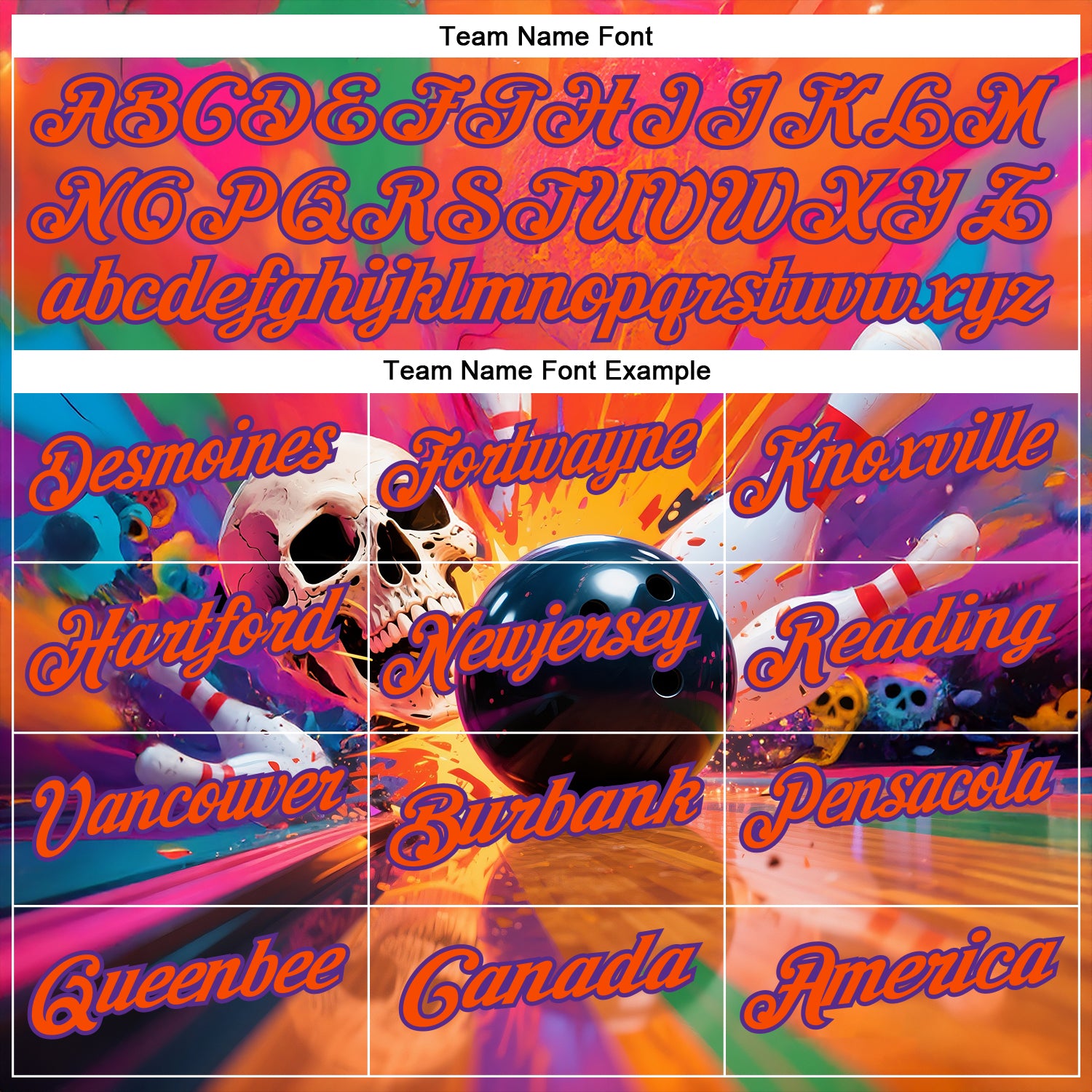 Custom Orange Purple 3D Splash Skull Bowling Performance Polo Shirt