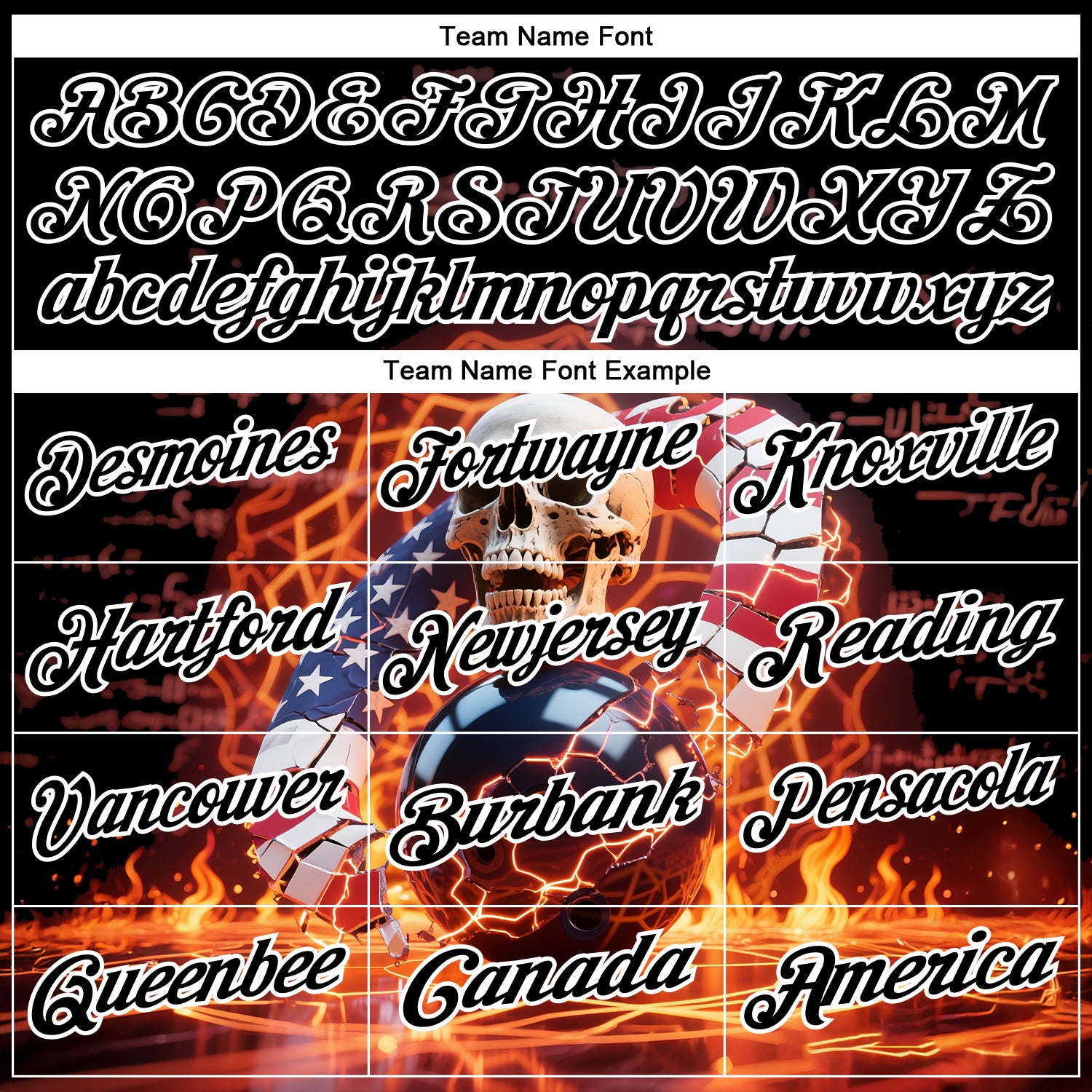 Custom Black White 3D American Flag Flame Lightning Skull Bowling Performance Polo Shirt