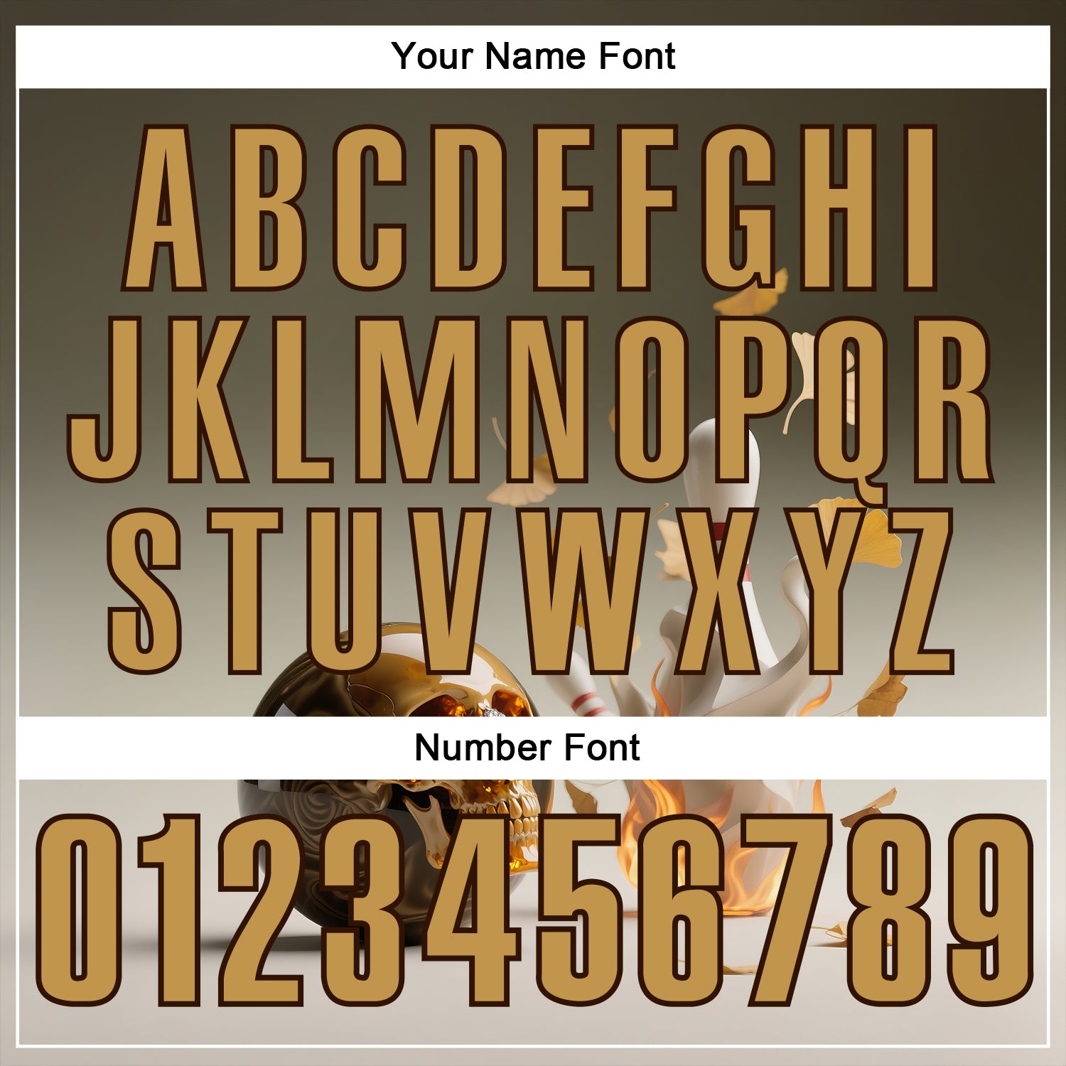 Custom Gray Old Gold-Brown 3D Flame Gem Skull Bowling Performance Polo Shirt