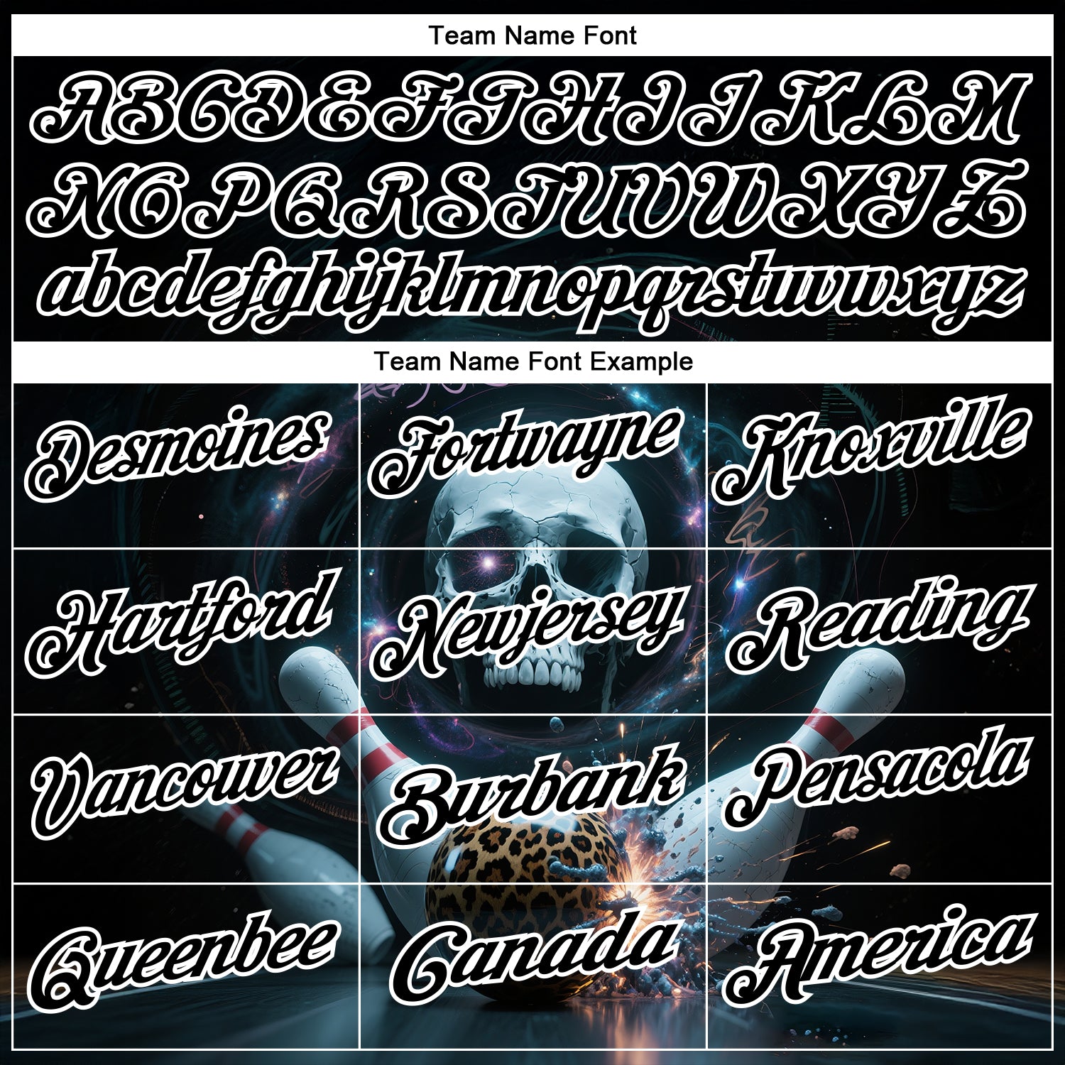 Custom Black White 3D Galaxy Leopard Print Skull Bowling Performance Polo Shirt