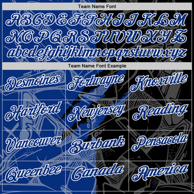 Custom Graffiti Pattern Royal Black-White 3D Scratch Performance Polo Shirt