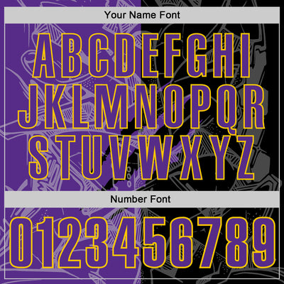 Custom Graffiti Pattern Purple Black-Yellow 3D Scratch Performance Polo Shirt