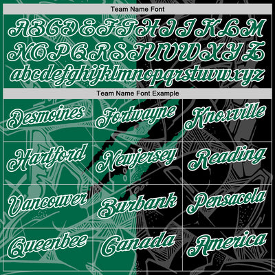 Custom Graffiti Pattern Kelly Green Black-White 3D Scratch Performance Polo Shirt