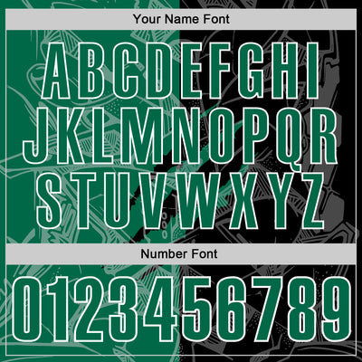 Custom Graffiti Pattern Kelly Green Black-White 3D Scratch Performance Polo Shirt