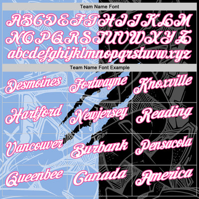 Custom Graffiti Pattern White Black Light Blue-Pink 3D Scratch Performance Polo Shirt