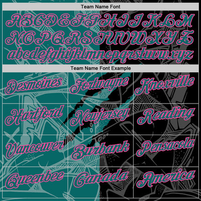 Custom Graffiti Pattern Teal Black-Pink 3D Scratch Performance Polo Shirt