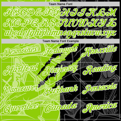 Custom Graffiti Pattern Neon Green Black-White 3D Scratch Performance Polo Shirt