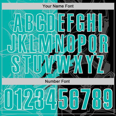 Custom Graffiti Pattern Aqua Black-White 3D Scratch Performance Polo Shirt