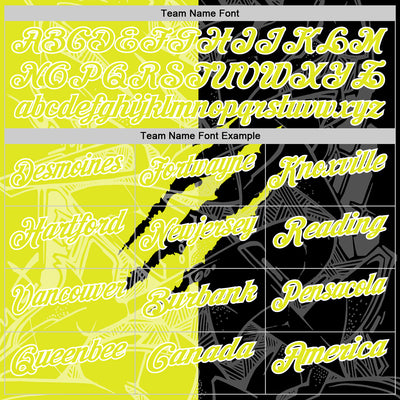 Custom Graffiti Pattern Neon Yellow Black-White 3D Scratch Performance Polo Shirt