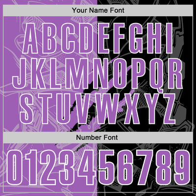 Custom Graffiti Pattern Medium Purple Black-White 3D Scratch Performance Polo Shirt