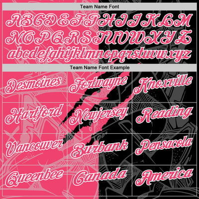 Custom Graffiti Pattern Neon Pink Black-White 3D Scratch Performance Polo Shirt