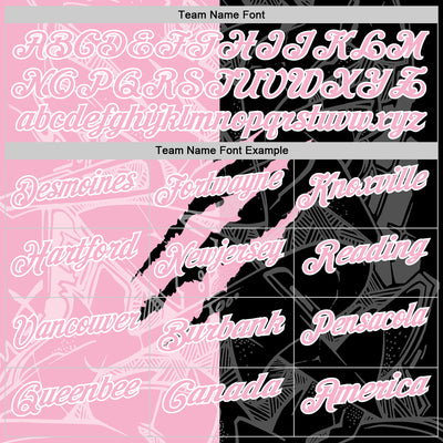 Custom Graffiti Pattern Light Pink Black-White 3D Scratch Performance Polo Shirt