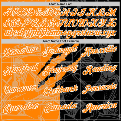 Custom Graffiti Pattern Bay Orange Black-White 3D Scratch Performance Polo Shirt