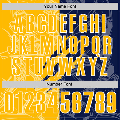 Custom Graffiti Pattern Gold Navy-White 3D Scratch Performance Polo Shirt