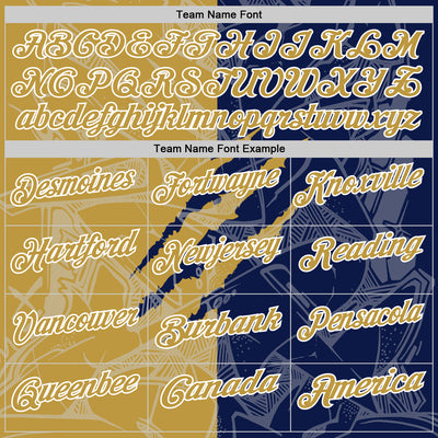 Custom Graffiti Pattern Old Gold Navy-White 3D Scratch Performance Polo Shirt