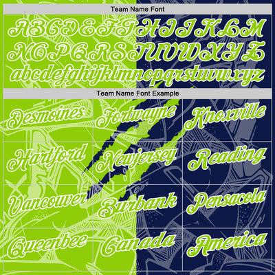 Custom Graffiti Pattern Neon Green Navy-White 3D Scratch Performance Polo Shirt