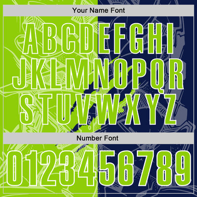 Custom Graffiti Pattern Neon Green Navy-White 3D Scratch Performance Polo Shirt