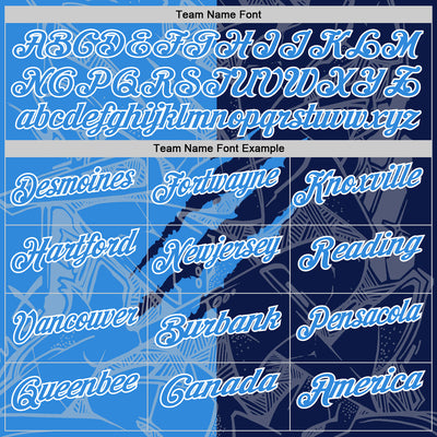 Custom Graffiti Pattern Powder Blue Navy-White 3D Scratch Performance Polo Shirt